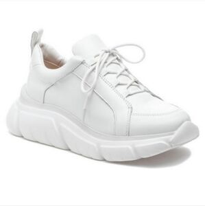 NWT J/SLIDES Women’s Knockout Platform Sneakers White Leather Chunky 9M